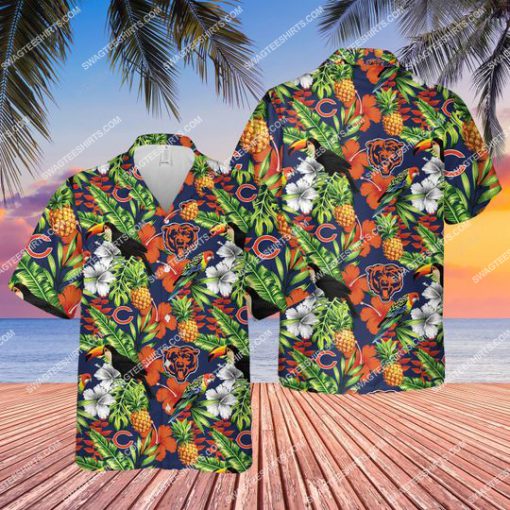 tropical chicago bears football team all over print hawaiian shirt 1