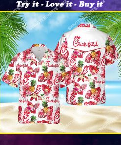 tropical chick-fil-a all over print hawaiian shirt