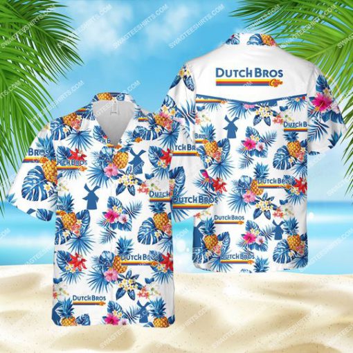 tropical dutch bros coffee all over print hawaiian shirt 1