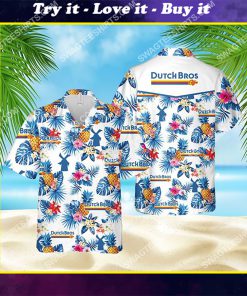 tropical dutch bros coffee all over print hawaiian shirt