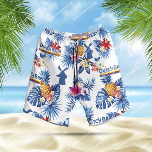 tropical dutch bros coffee all over print hawaiian shorts 1