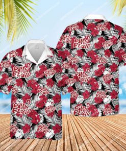 tropical flower pink floyd band all over print hawaiian shirt 1