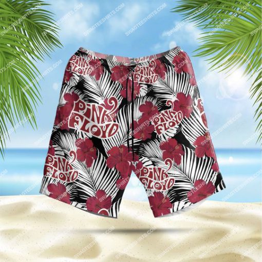 tropical flower pink floyd band all over print hawaiian shorts 1 - Copy