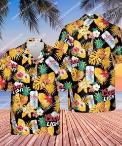 tropical fruit and coors light beer all over print hawaiian shirt 1