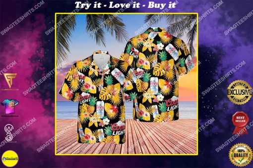 tropical fruit and coors light beer all over print hawaiian shirt