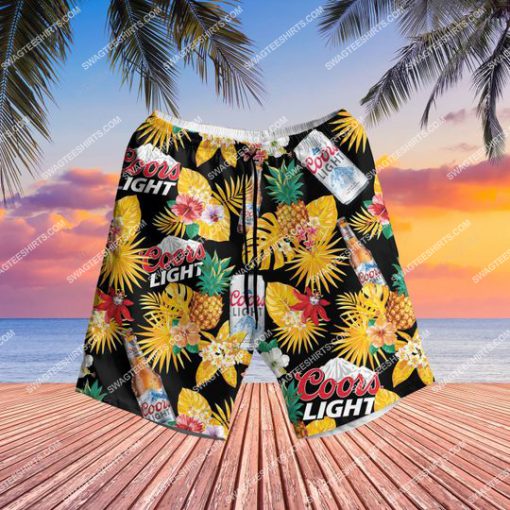 tropical fruit and coors light beer all over print hawaiian shorts 1 - Copy