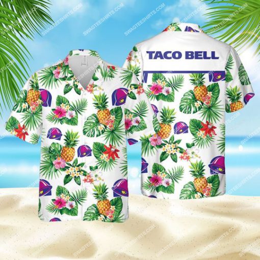 tropical fruit and flower taco bell all over print hawaiian shirt 1