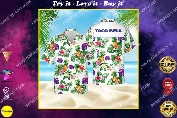 tropical fruit and flower taco bell all over print hawaiian shirt