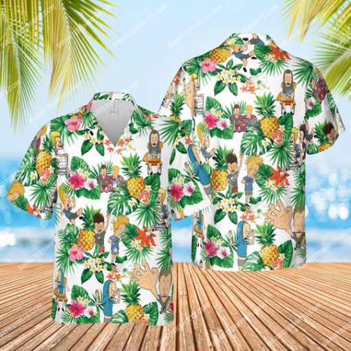 tropical fruit beavis and butt-head all over print hawaiian shirt 1