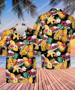 tropical fruit coors light beer all over print hawaiian shirt 1