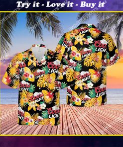 tropical fruit coors light beer all over print hawaiian shirt