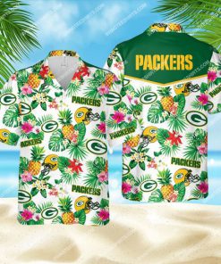tropical fruits green bay packers all over print hawaiian shirt 1