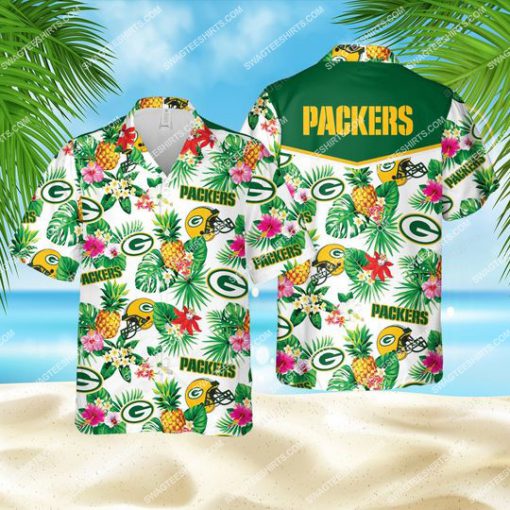 tropical fruits green bay packers all over print hawaiian shirt 1 - Copy