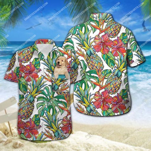 tropical golden retriever dog lover all over print hawaiian shirt 2(1)