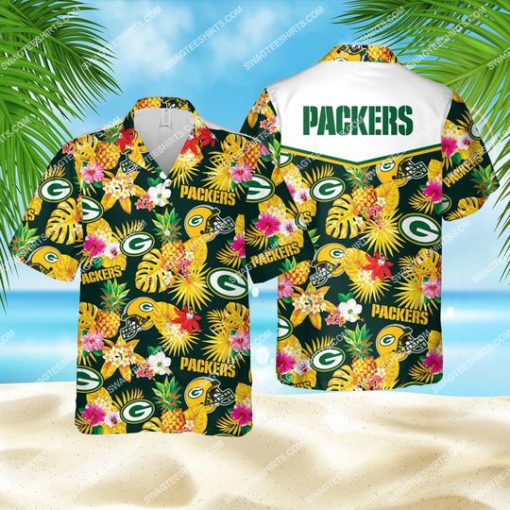 tropical green bay packers football all over print hawaiian shirt 1