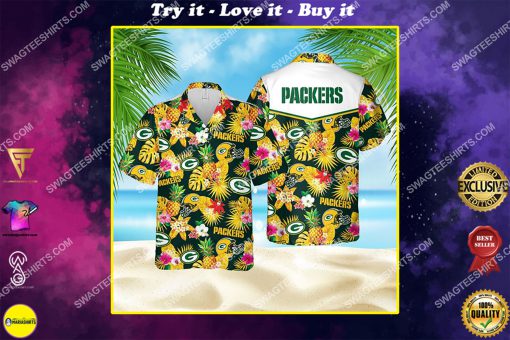 tropical green bay packers football all over print hawaiian shirt