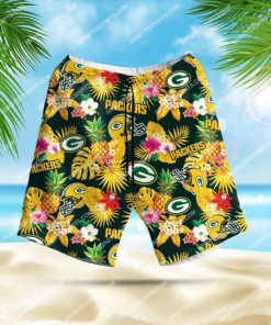 tropical green bay packers football all over print hawaiian shorts 1