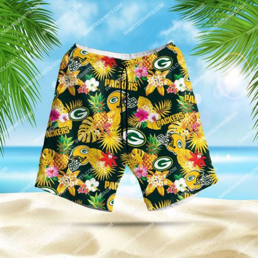 tropical green bay packers football all over print hawaiian shorts 1 - Copy