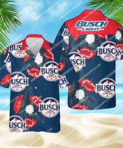 tropical hibiscus busch light apple beer all over print hawaiian shirt 1