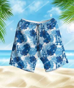 tropical los angeles dodgers mlb all over print hawaiian shorts 1