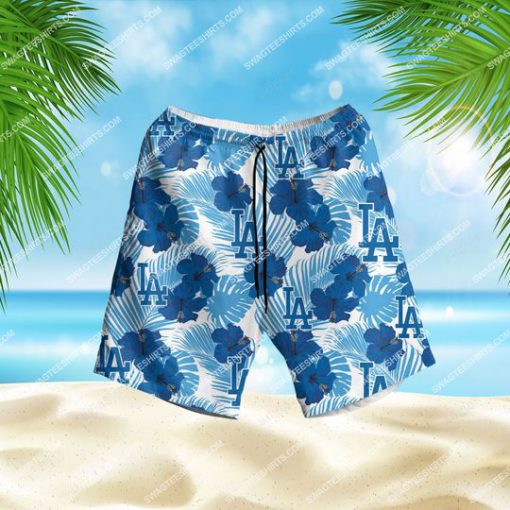 tropical los angeles dodgers mlb all over print hawaiian shorts 1