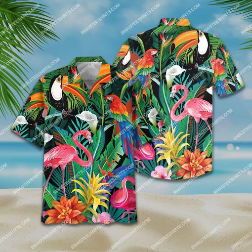 tropical parrot and flamingo all over print hawaiian shirt 2(1)