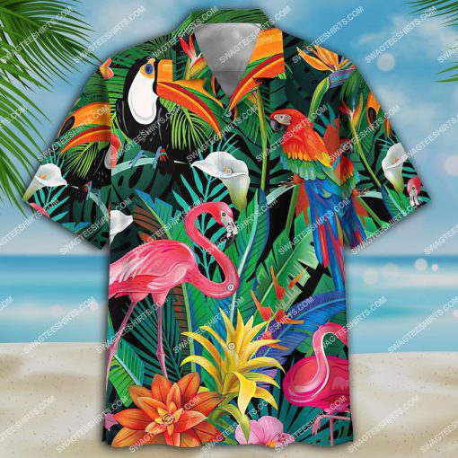 tropical parrot and flamingo all over print hawaiian shirt 4(1)