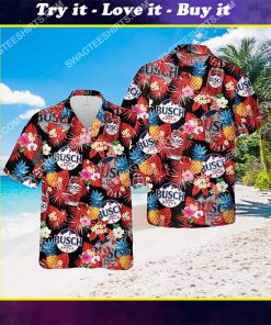 tropical pineapple and busch light apple beer all over print hawaiian shirt