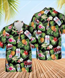 tropical pineapple coors light beer all over print hawaiian shirt 1
