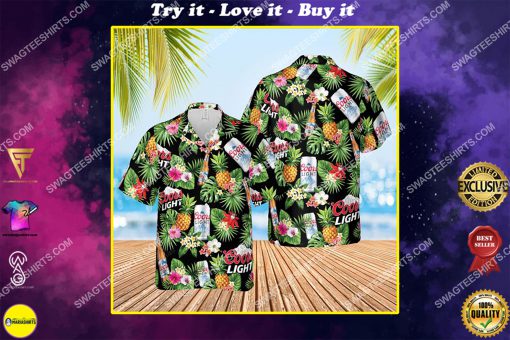 tropical pineapple coors light beer all over print hawaiian shirt