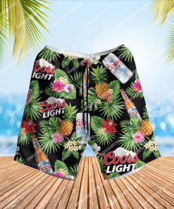 tropical pineapple coors light beer all over print hawaiian shorts 1