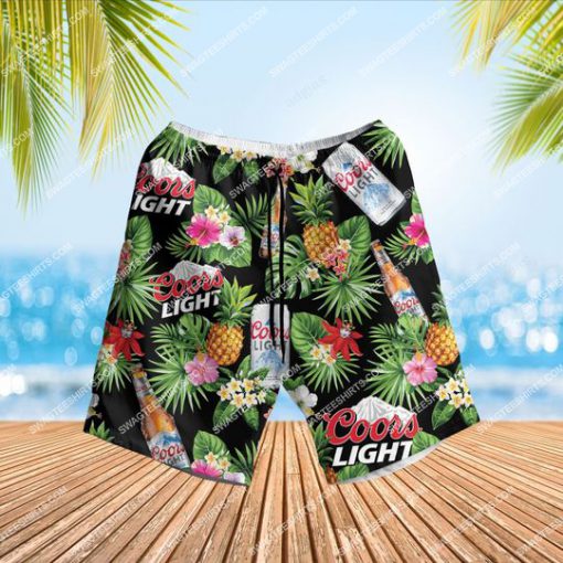 tropical pineapple coors light beer all over print hawaiian shorts 1 - Copy