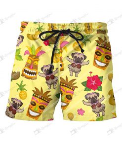 tropical pug dog lover all over print shorts 1