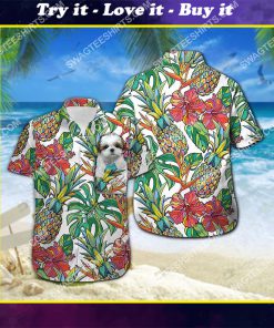 tropical shih tzu dog lover all over print hawaiian shirt