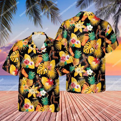 tropical summer bigfoot all over print hawaiian shirt 1