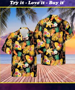 tropical summer bigfoot all over print hawaiian shirt