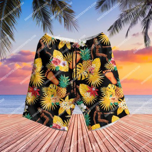 tropical summer bigfoot all over print hawaiian shorts 1
