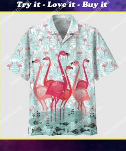 tropical summer vibe flamingo all over print hawaiian shirt