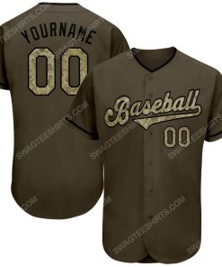 Custom name olive camo-black baseball jersey 1