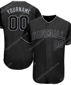 Custom team name black and gray full printed baseball jersey 1