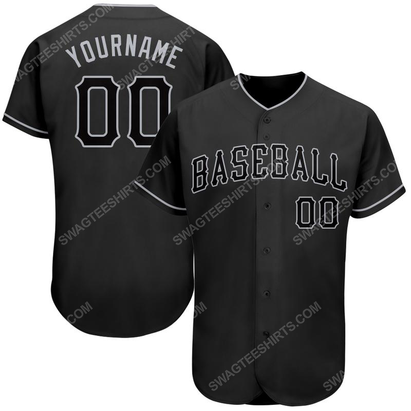 Custom team name black and gray full printed baseball jersey 1 - Copy (2)