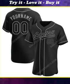 Custom team name black black-gray baseball jersey