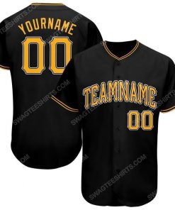 Custom team name black gold-white baseball jersey 1
