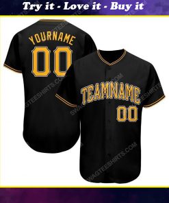 Custom team name black gold-white baseball jersey