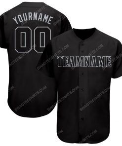 Custom team name black gray full printed baseball jersey 1