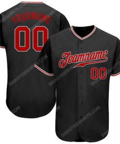 Custom team name black gray red full printed baseball jersey 1