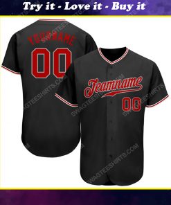 Custom team name black gray red full printed baseball jersey