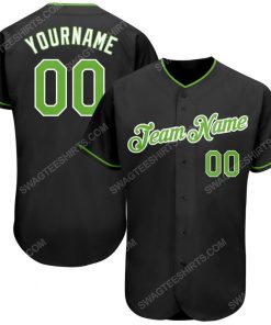 Custom team name black neon green-white full printed baseball jersey 1