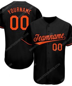 Custom team name black orange baseball jersey 1