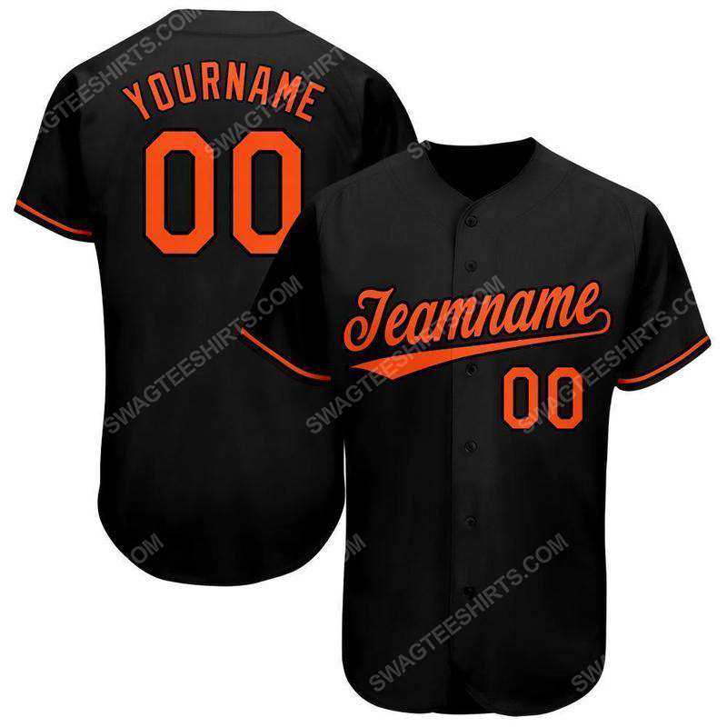 Custom team name black orange baseball jersey 1 - Copy (2)
